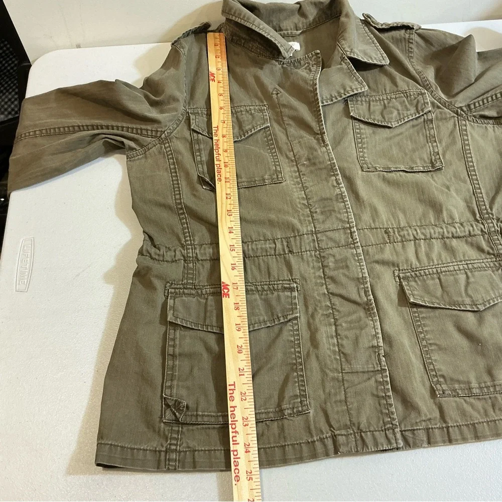 J.Crew Brown Utility Field Jacket Women’s Medium – Distressed Khaki Button-Up - Picture 14 of 15